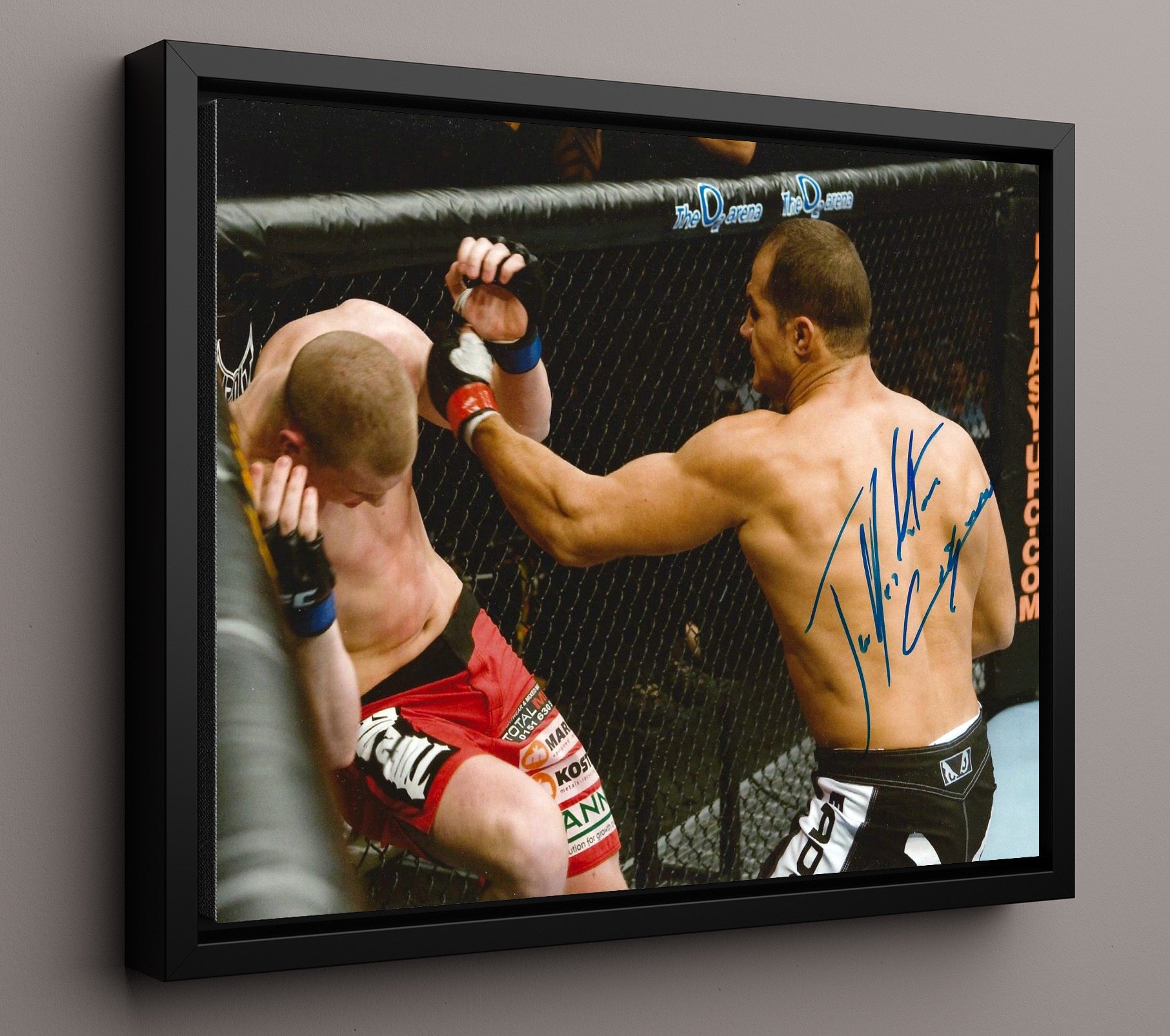 Junior Dos Santos - Red Shorts Punch Exchange MMA Wall Art 16x20 Framed Canvas wall art print – MMA Wall Art decor