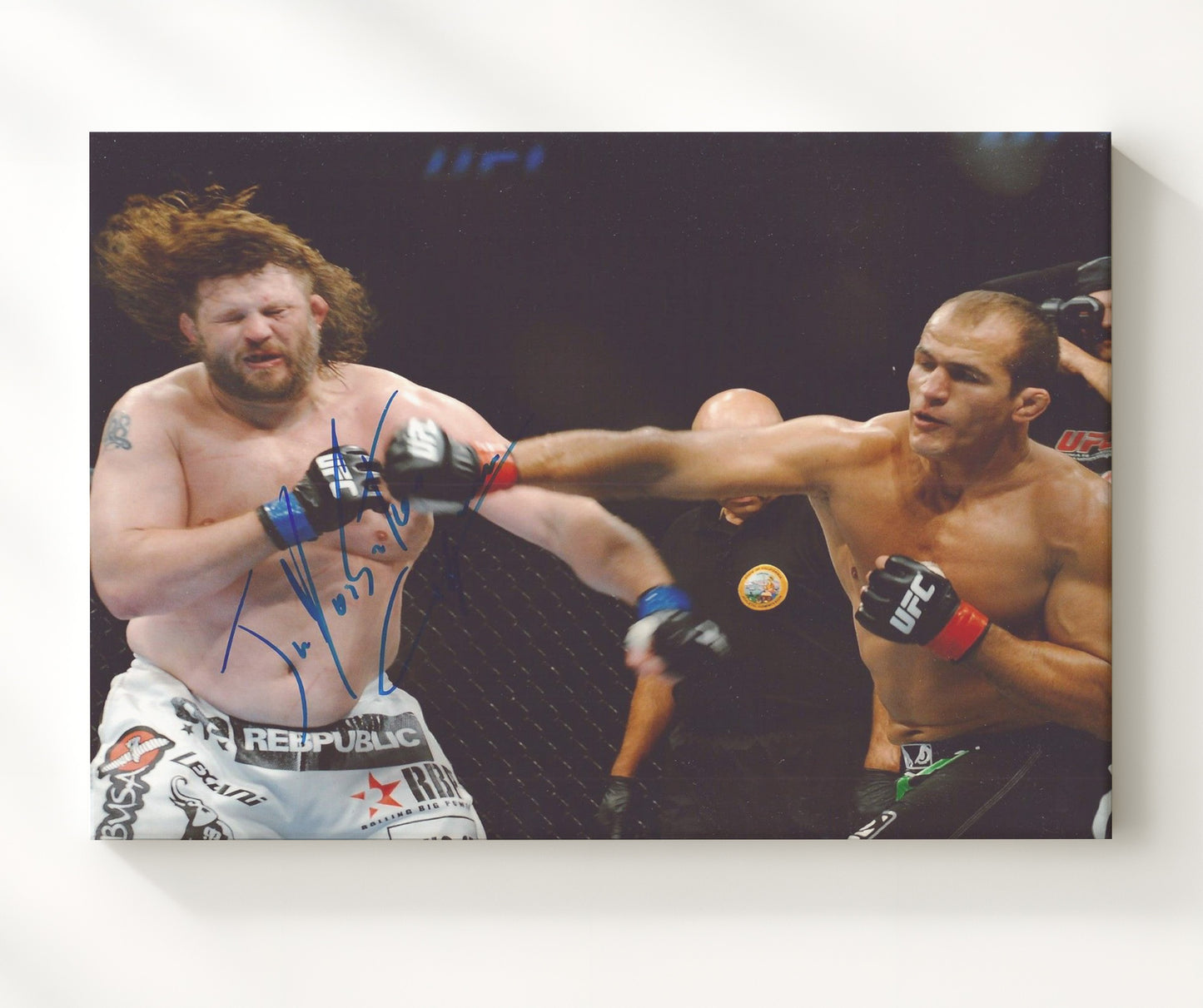 Junior Dos Santos - Republic Shorts Fight Exchange MMA Wall Art 20x24 Canvas wall art print – MMA Wall Art decor