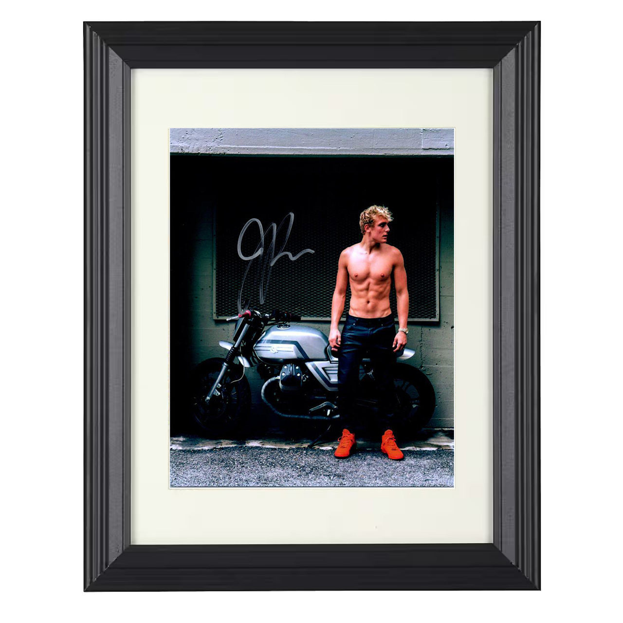 Logan Paul – Motorcycle Editorial Pose 8x10 matted black framed MMA wall art