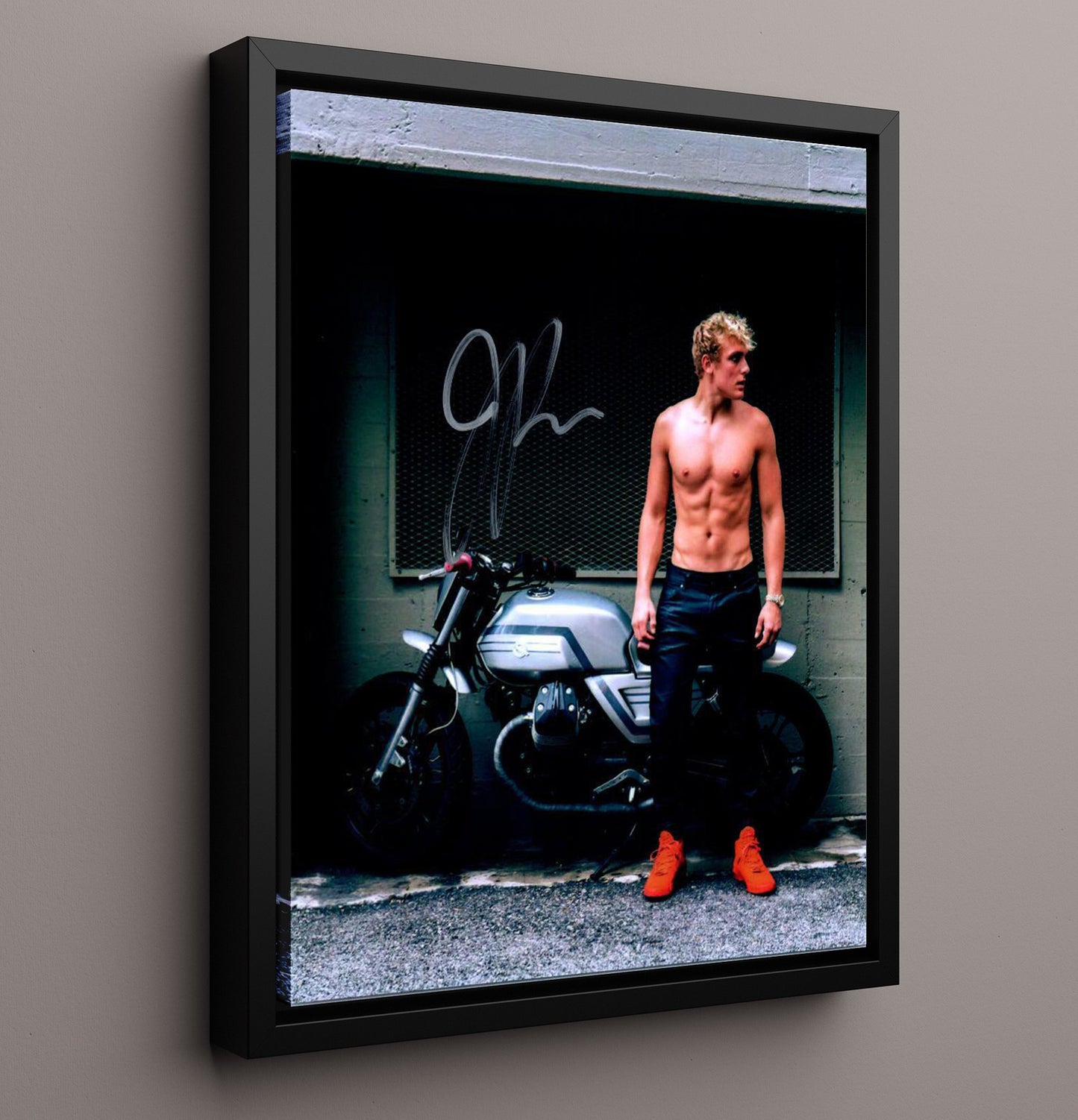 Logan Paul - Motorcycle Portrait Pose MMA Wall Art 16x20 Framed Canvas wall art print – MMA Wall Art decor