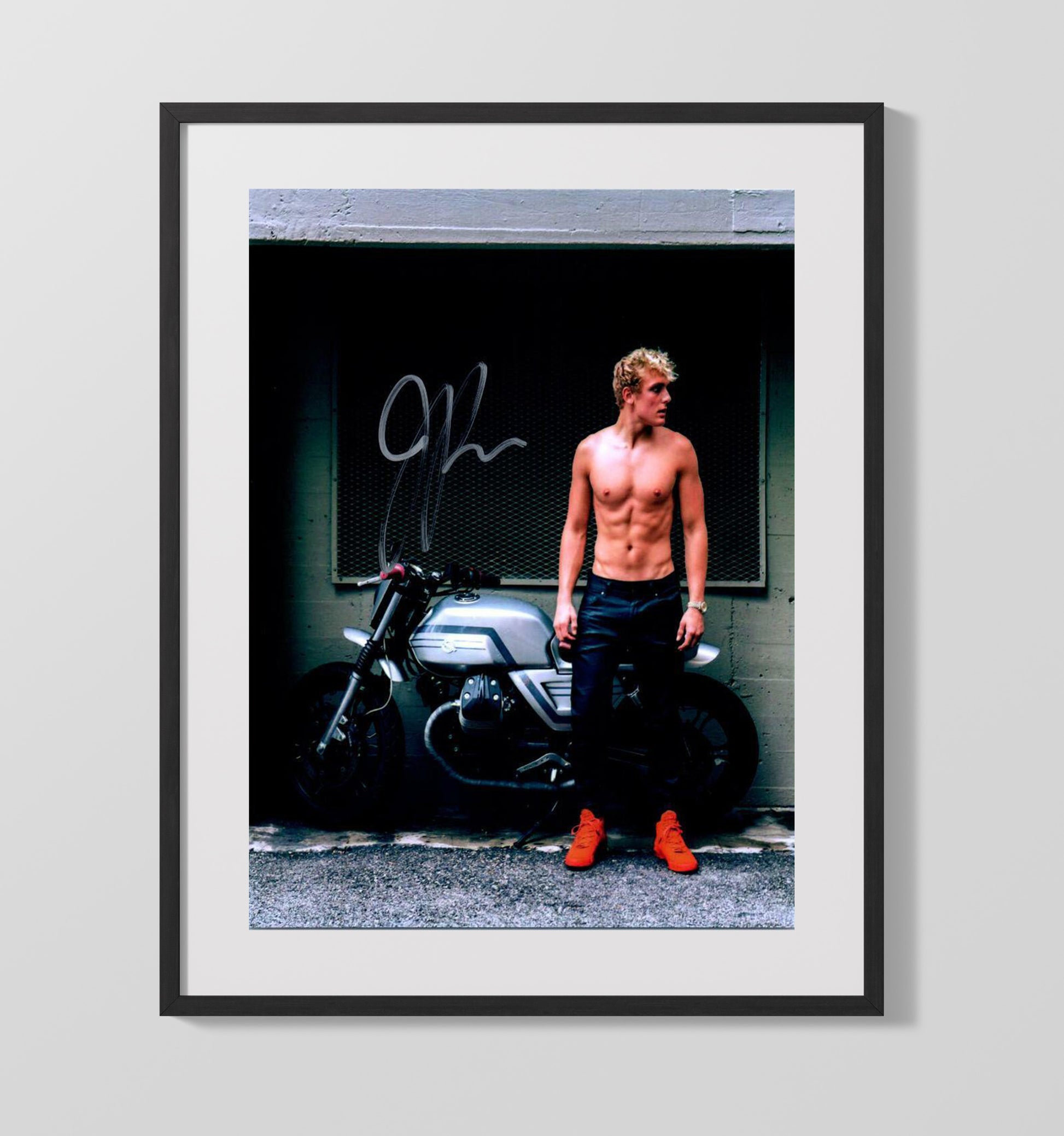 Logan Paul - Motorcycle Portrait Pose MMA Wall Art 16x20 Gallery Frame wall art print – MMA Wall Art decor