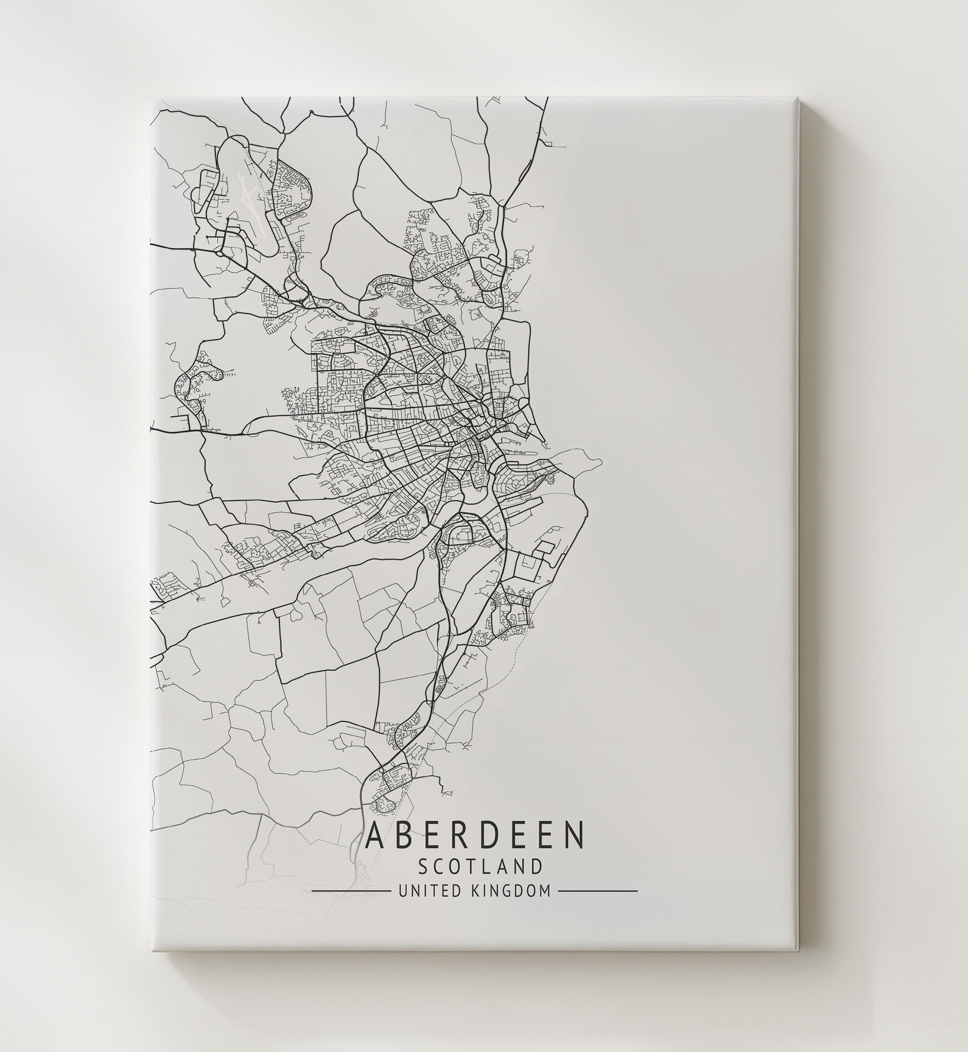City Map Print - Aberdeen - Scotland UK City Map 20x24 Canvas city map wall art print – UK City Map decor
