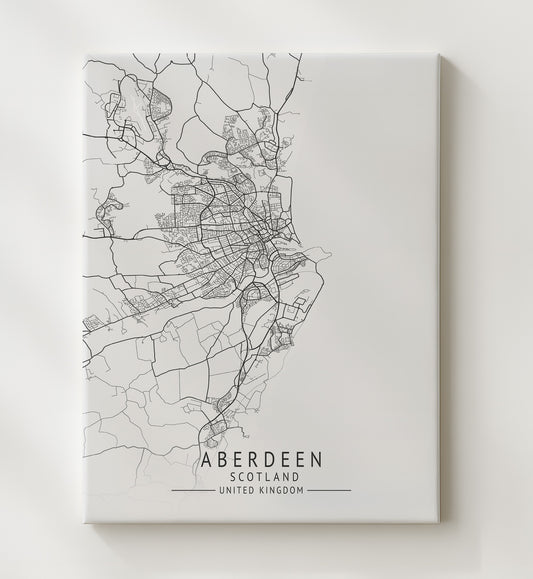 Aberdeen Scotland UK city map print 16x20 Gallery Frame