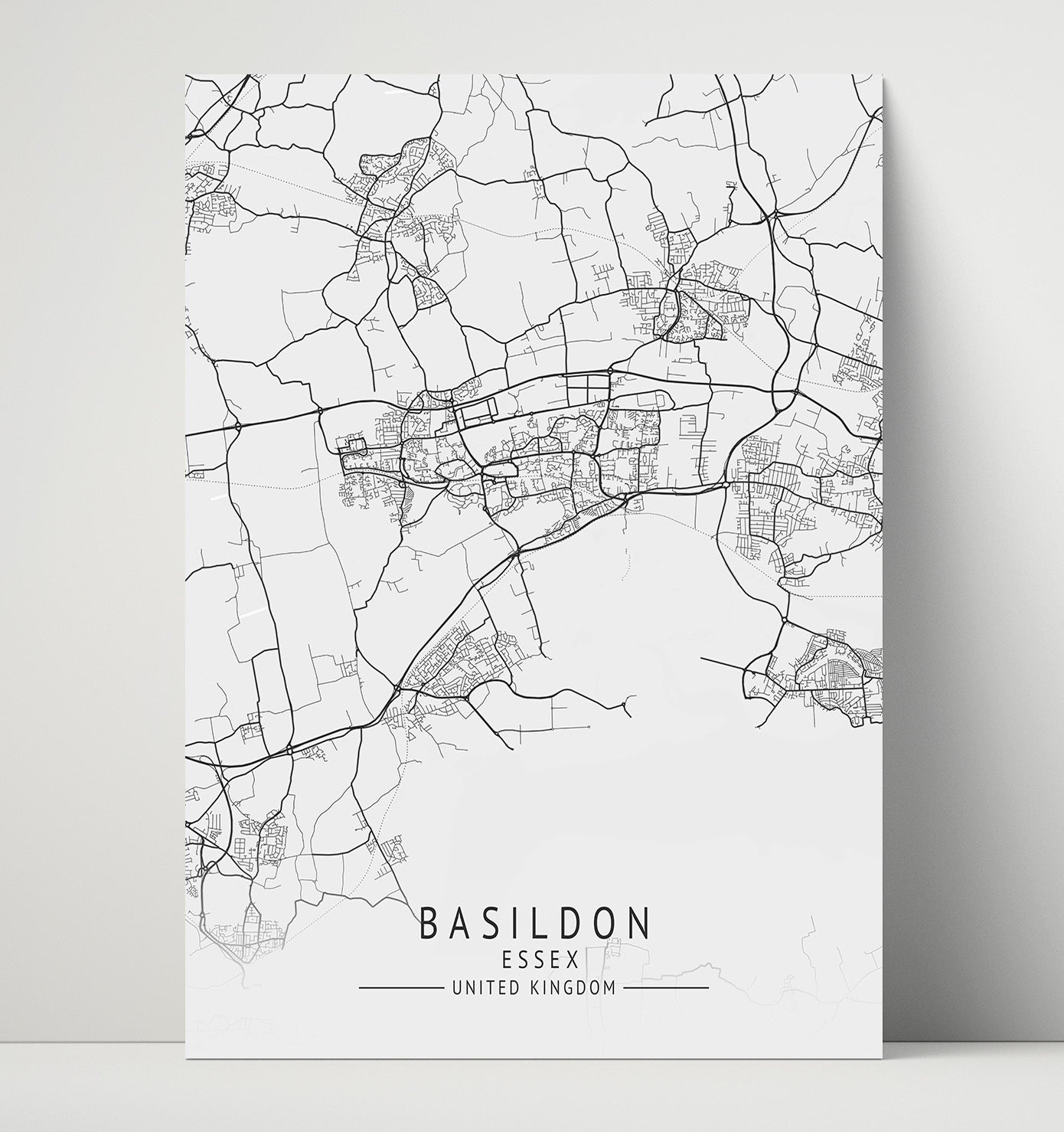 City Map Print - Basildon - Essex UK City Map 16x20 Unframed Print city map wall art print – UK City Map decor