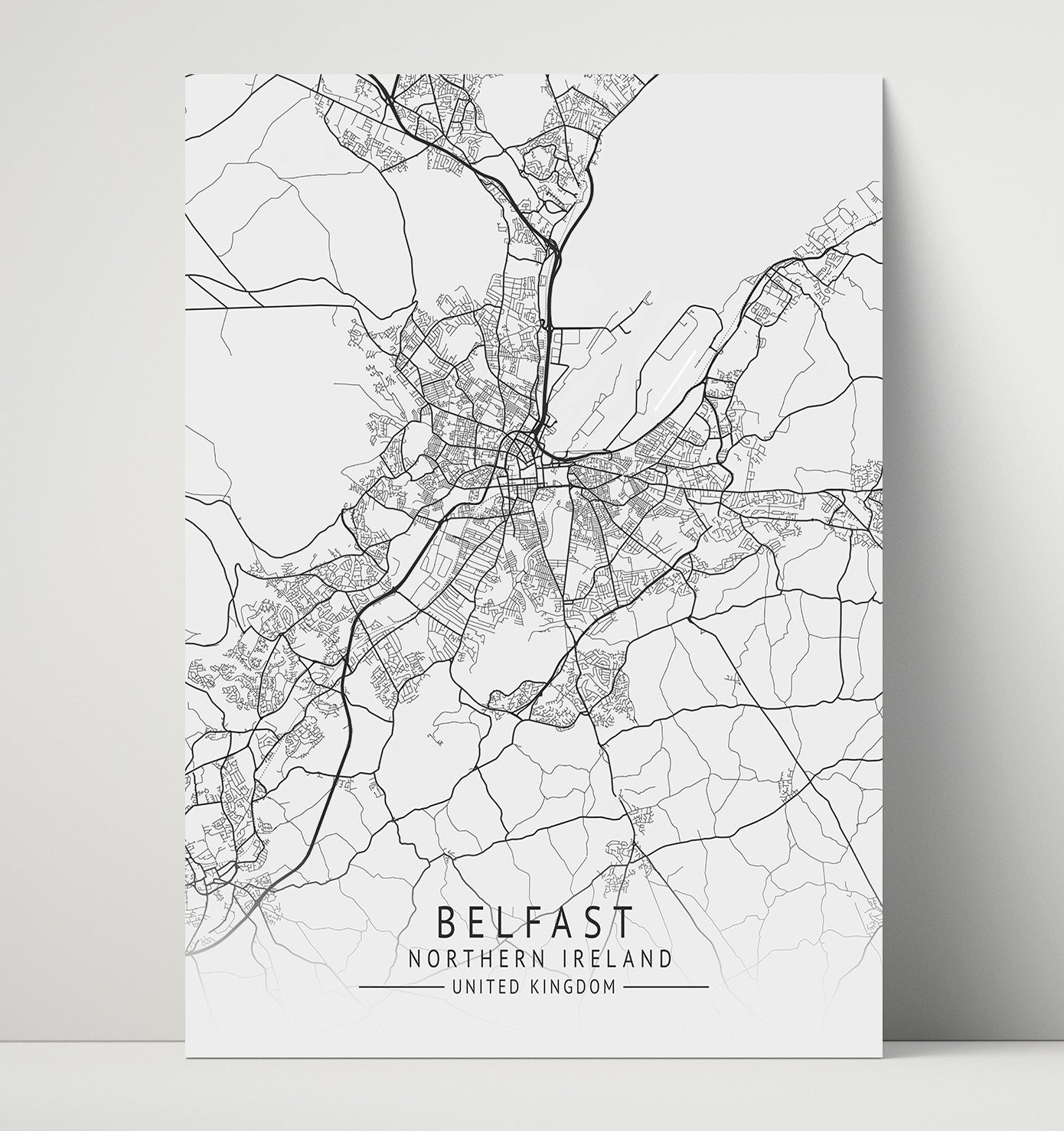 City Map Print - Belfast - Northern Ireland UK City Map 16x20 Unframed Print city map wall art print – UK City Map decor