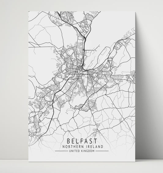 Belfast, Northern Ireland - UK City Map - 16x20 Unframed Print
