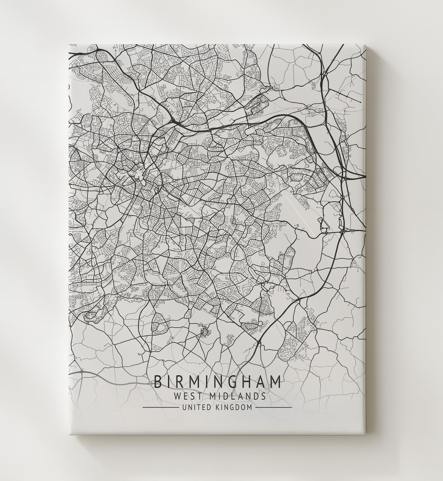 City Map Print - Birmingham - West Midlands UK City Map 20x24 Canvas city map wall art print – UK City Map decor