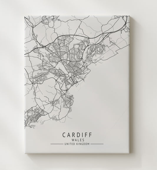 Cardiff Wales UK city map print 16x20 Gallery Frame