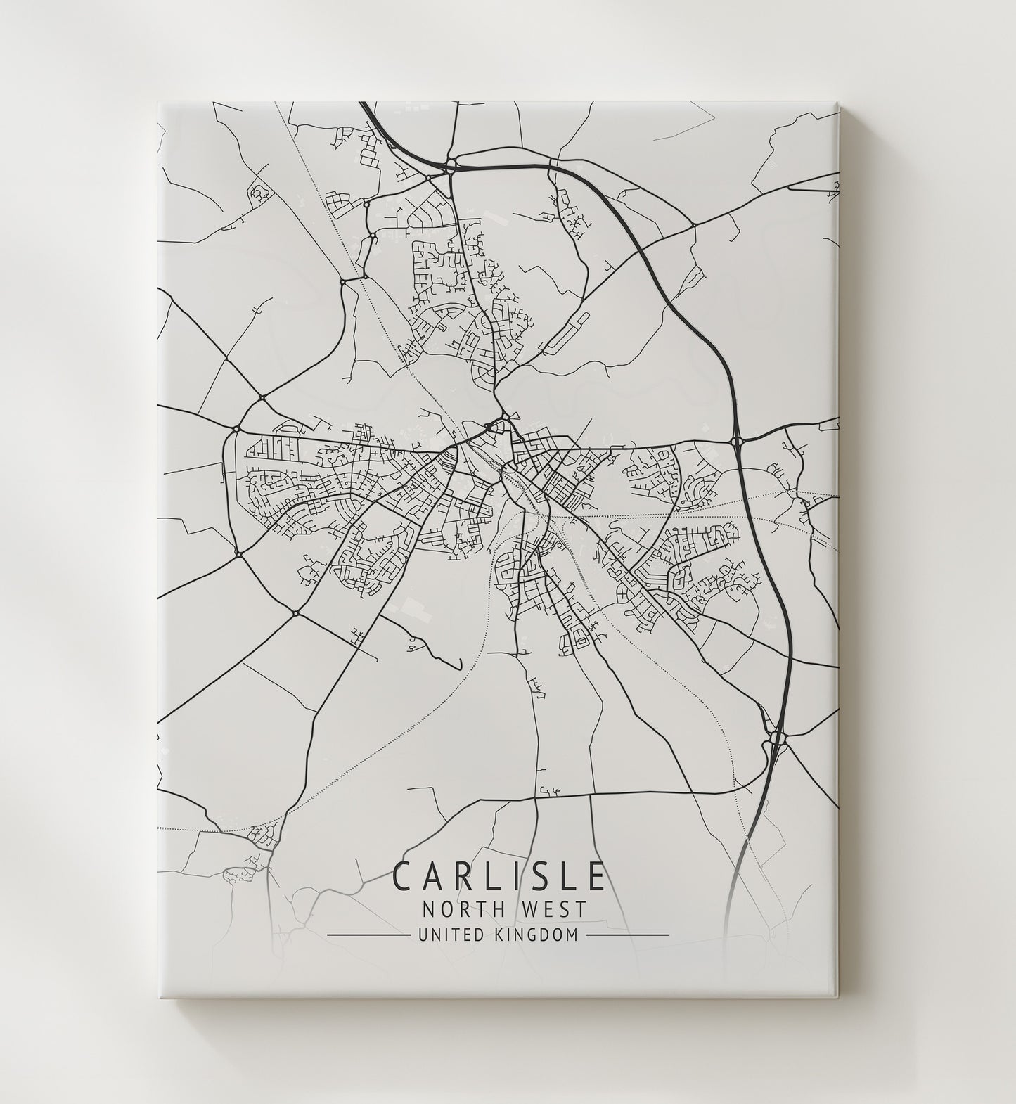 City Map Print - Carlisle - North West UK City Map 20x24 Canvas city map wall art print – UK City Map decor