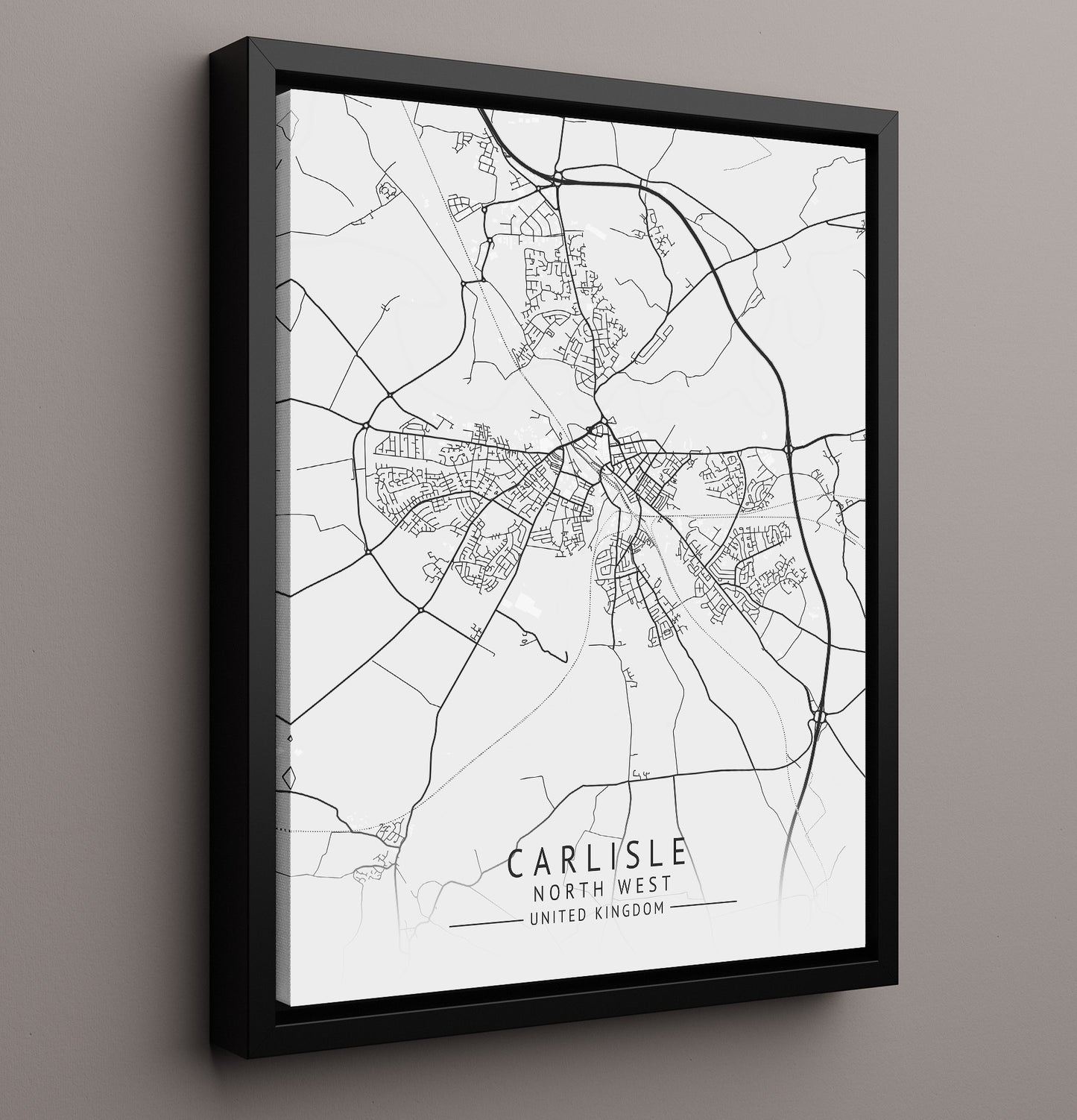City Map Print - Carlisle - North West UK City Map 16x20 Framed Canvas city map wall art print – UK City Map decor