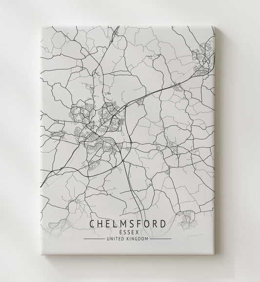 Chelmsford Essex UK city map print 16x20 Gallery Frame