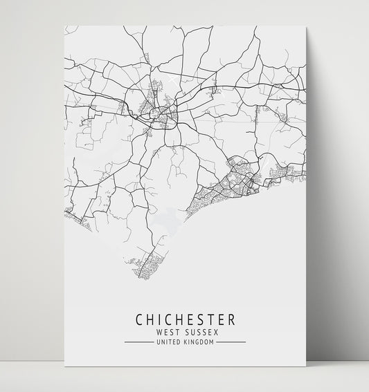 Chichester, West Sussex - UK City Map - 16x20 Unframed Print