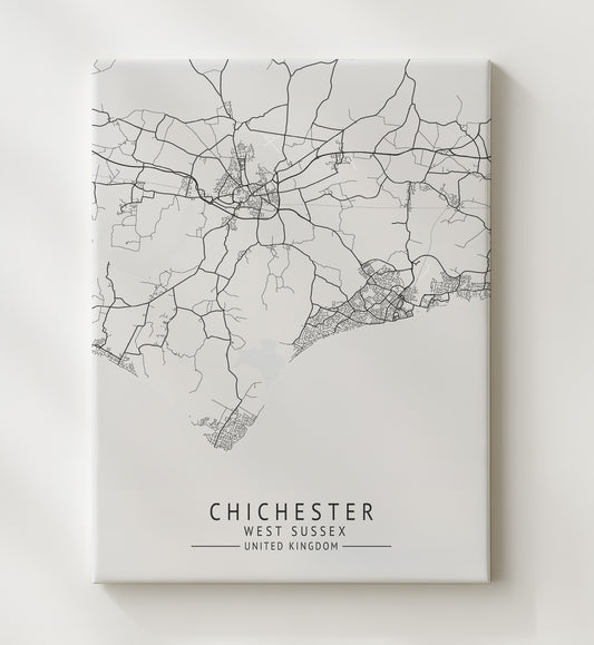 Chichester West Sussex UK city map print 16x20 Gallery Frame
