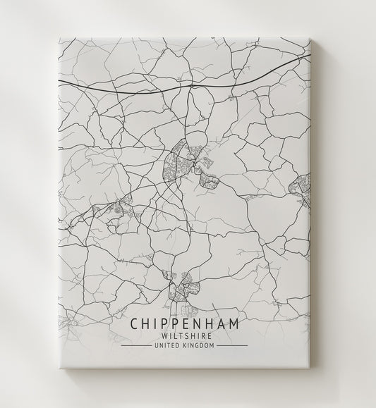 Chippenham Wiltshire UK city map print 16x20 Gallery Frame
