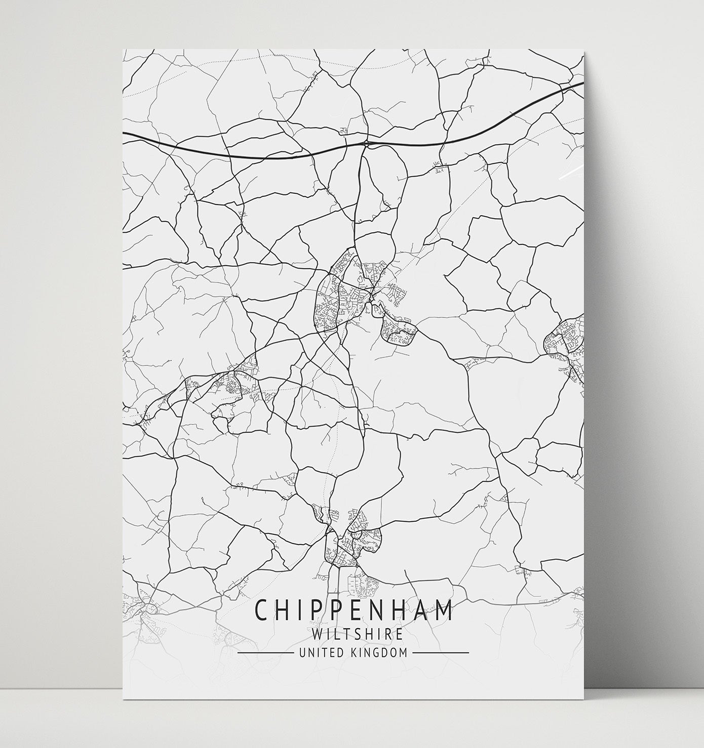 City Map Print - Chippenham - Wiltshire UK City Map 16x20 Unframed Print city map wall art print – UK City Map decor