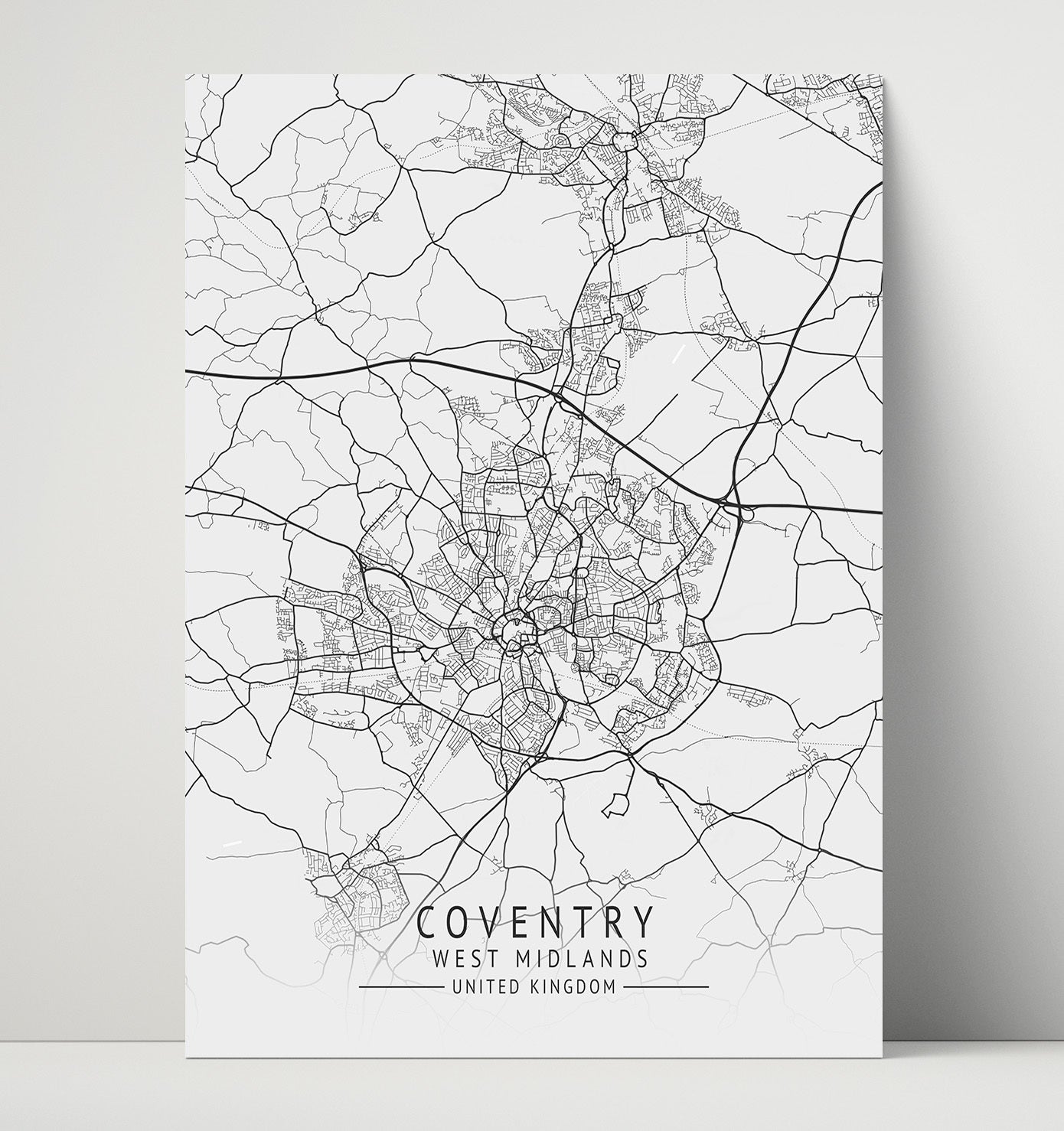 City Map Print - Coventry - West Midlands UK City Map 16x20 Unframed Print city map wall art print – UK City Map decor