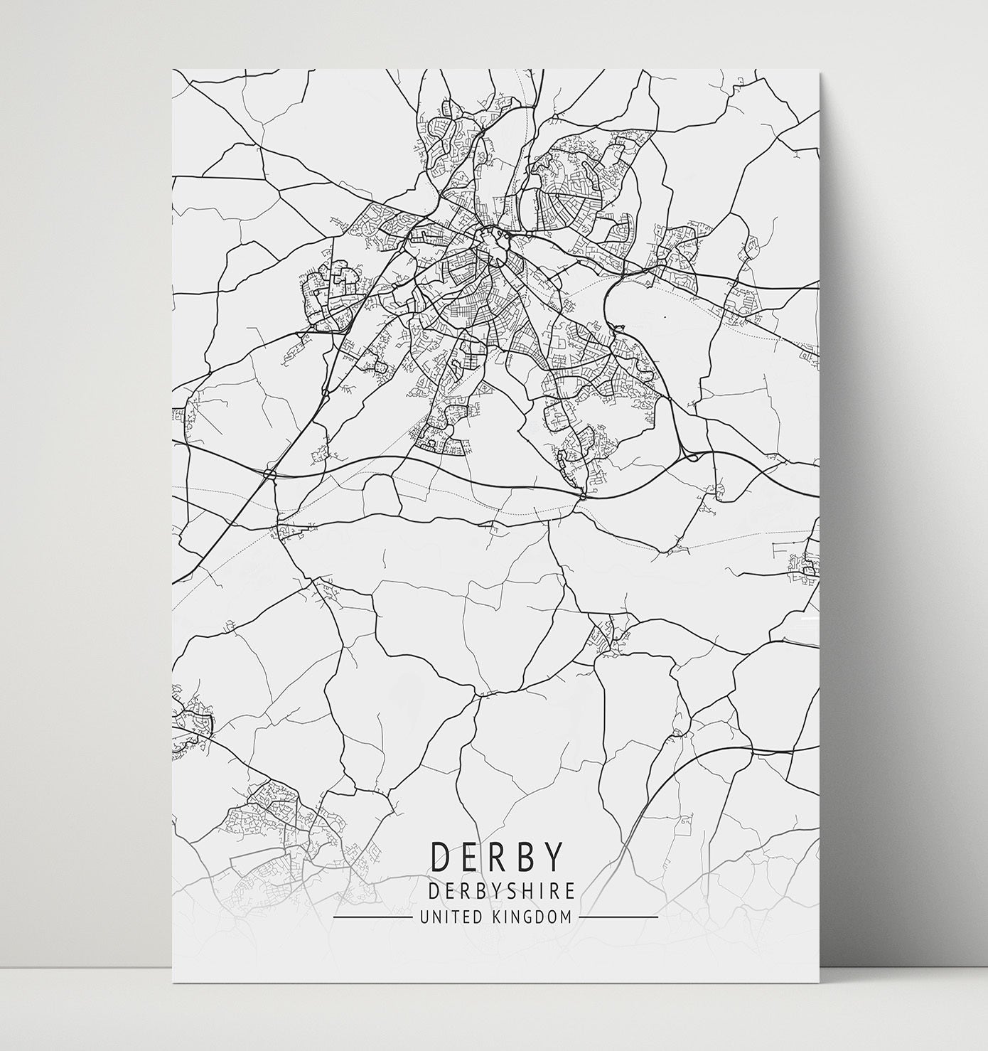 City Map Print - Derby - Derbyshire UK City Map 16x20 Unframed Print city map wall art print – UK City Map decor