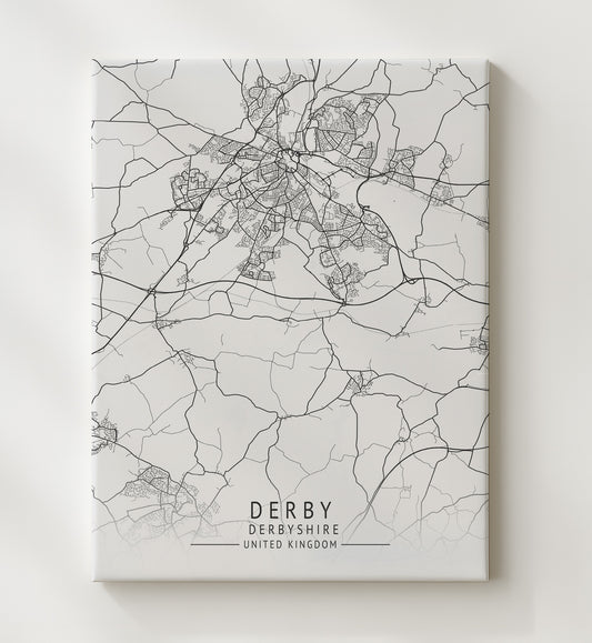 Derby Derbyshire UK city map print 16x20 Gallery Frame