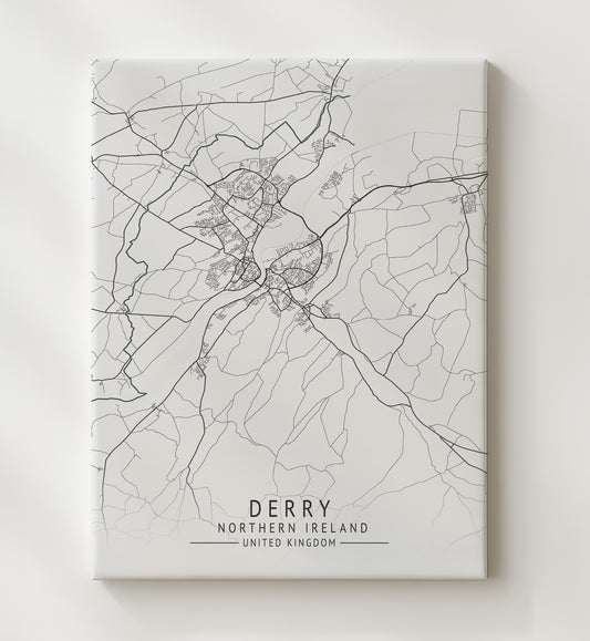 Derry Northern Ireland UK city map print 16x20 Gallery Frame