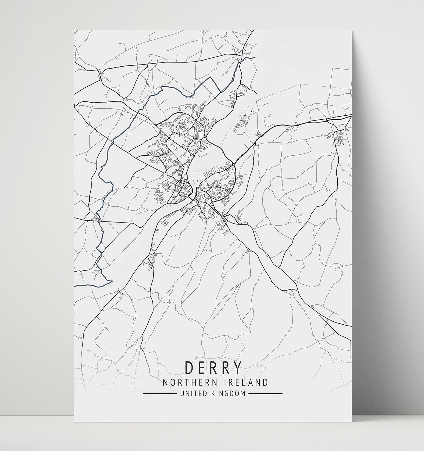 City Map Print - Derry - Northern Ireland UK City Map 16x20 Unframed Print city map wall art print – UK City Map decor