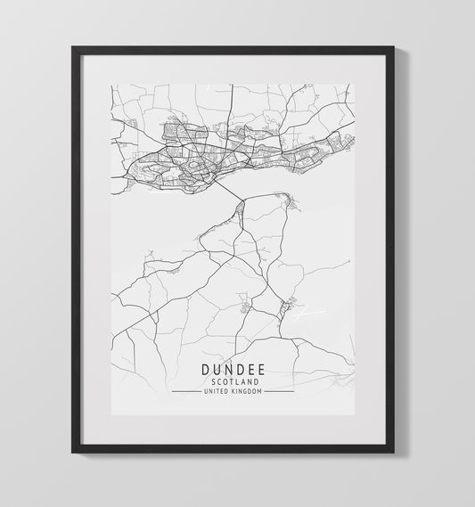City Map Print - Dundee - Scotland UK City Map 16x20 16x20 Gallery Framed Artworkd Artwork wall art print – vintage decor