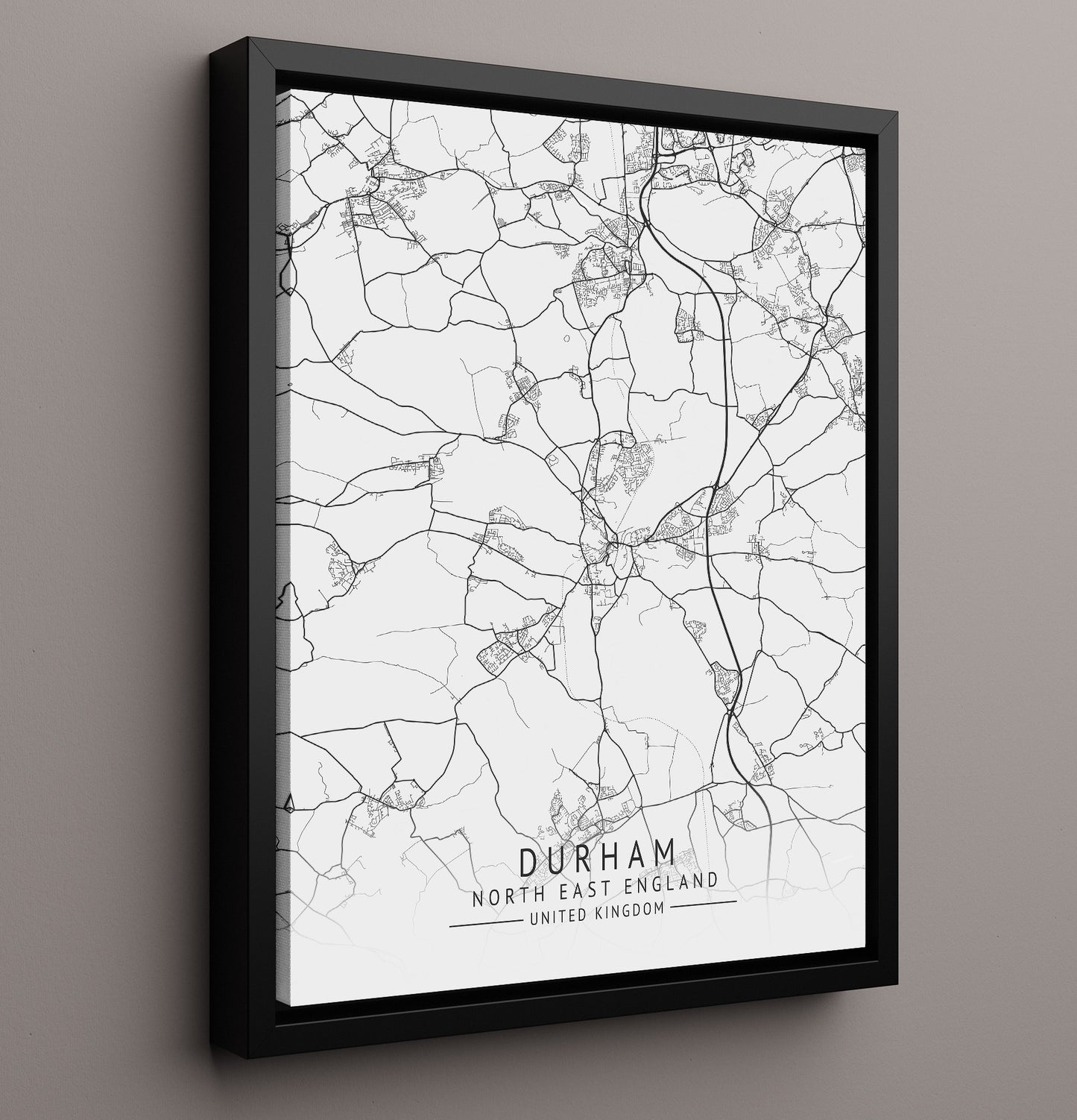 City Map Print - Durham - North East England UK City Map 16x20 Framed Canvas city map wall art print – UK City Map decor