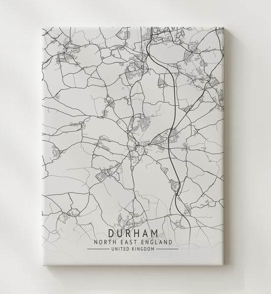 Durham North East England UK city map print 16x20 Gallery Frame