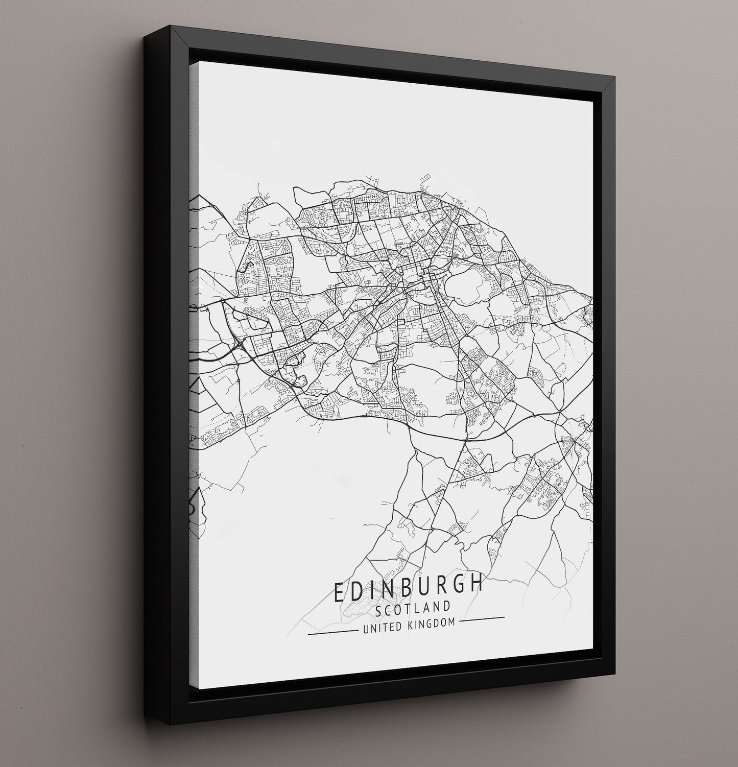 City Map Print - Edinburgh - Scotland UK City Map 16x20 Framed Canvas city map wall art print – UK City Map decor