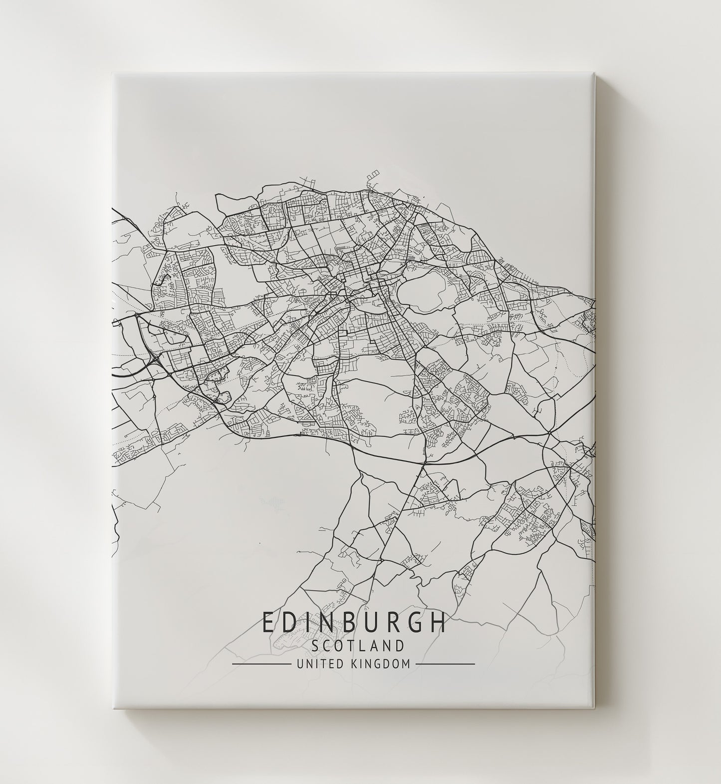 City Map Print - Edinburgh - Scotland UK City Map 20x24 Canvas city map wall art print – UK City Map decor