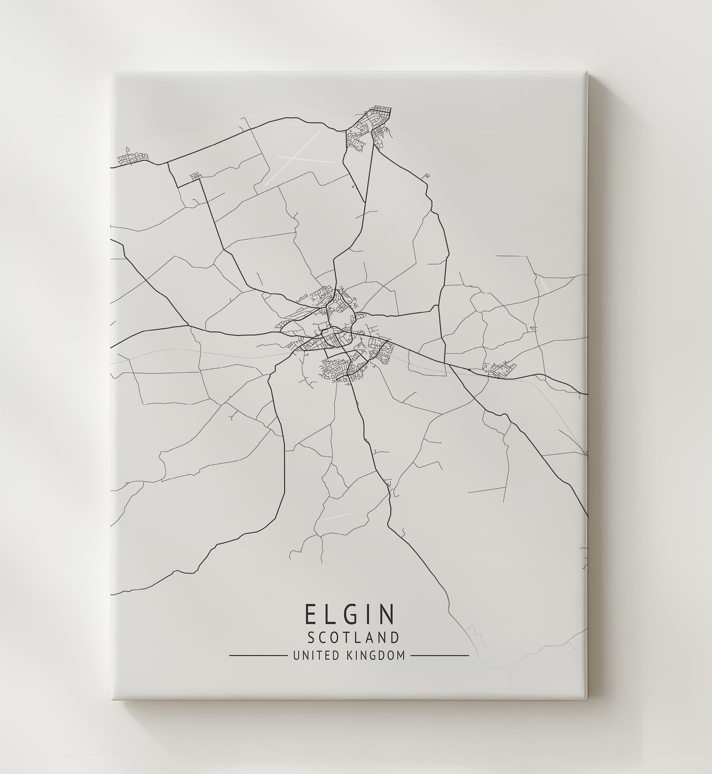 City Map Print - Elgin - Scotland UK City Map 20x24 Canvas city map wall art print – UK City Map decor