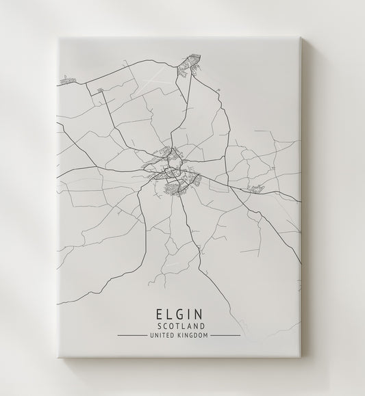 Elgin Scotland UK city map print 16x20 Gallery Frame