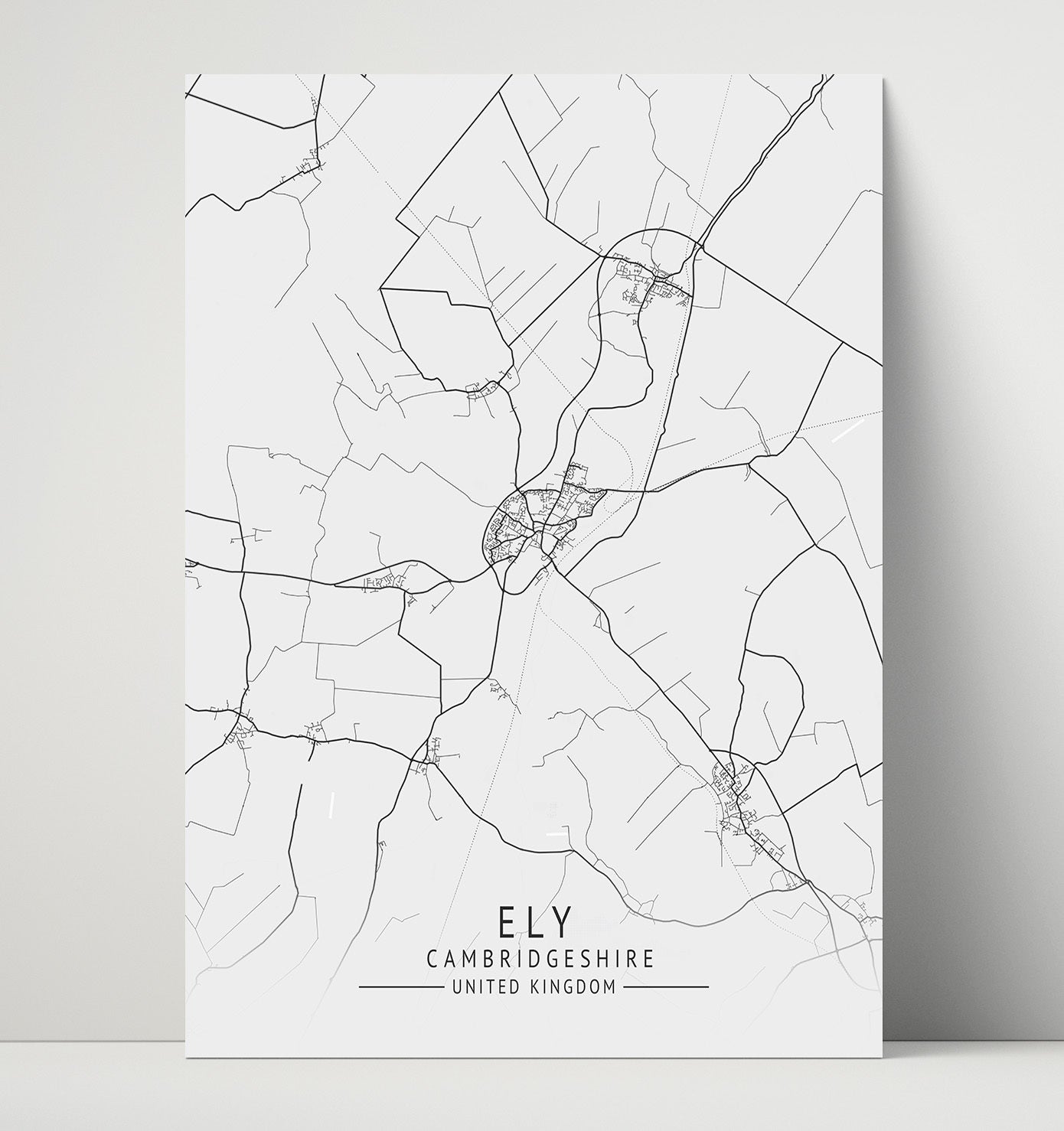 City Map Print - Ely - Cambridgeshire UK City Map 16x20 Unframed Print city map wall art print – UK City Map decor