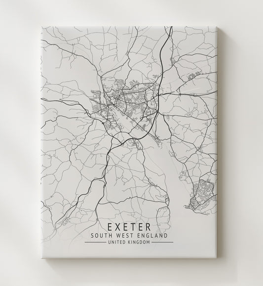 Exeter South West England UK city map print 16x20 Gallery Frame