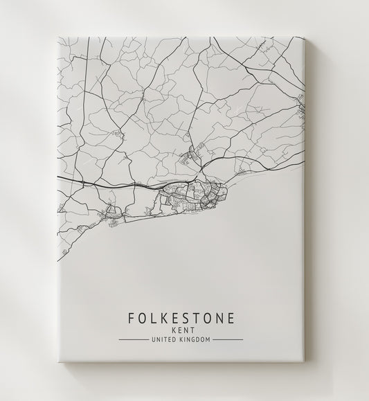 Folkestone Kent UK city map print 16x20 Gallery Frame