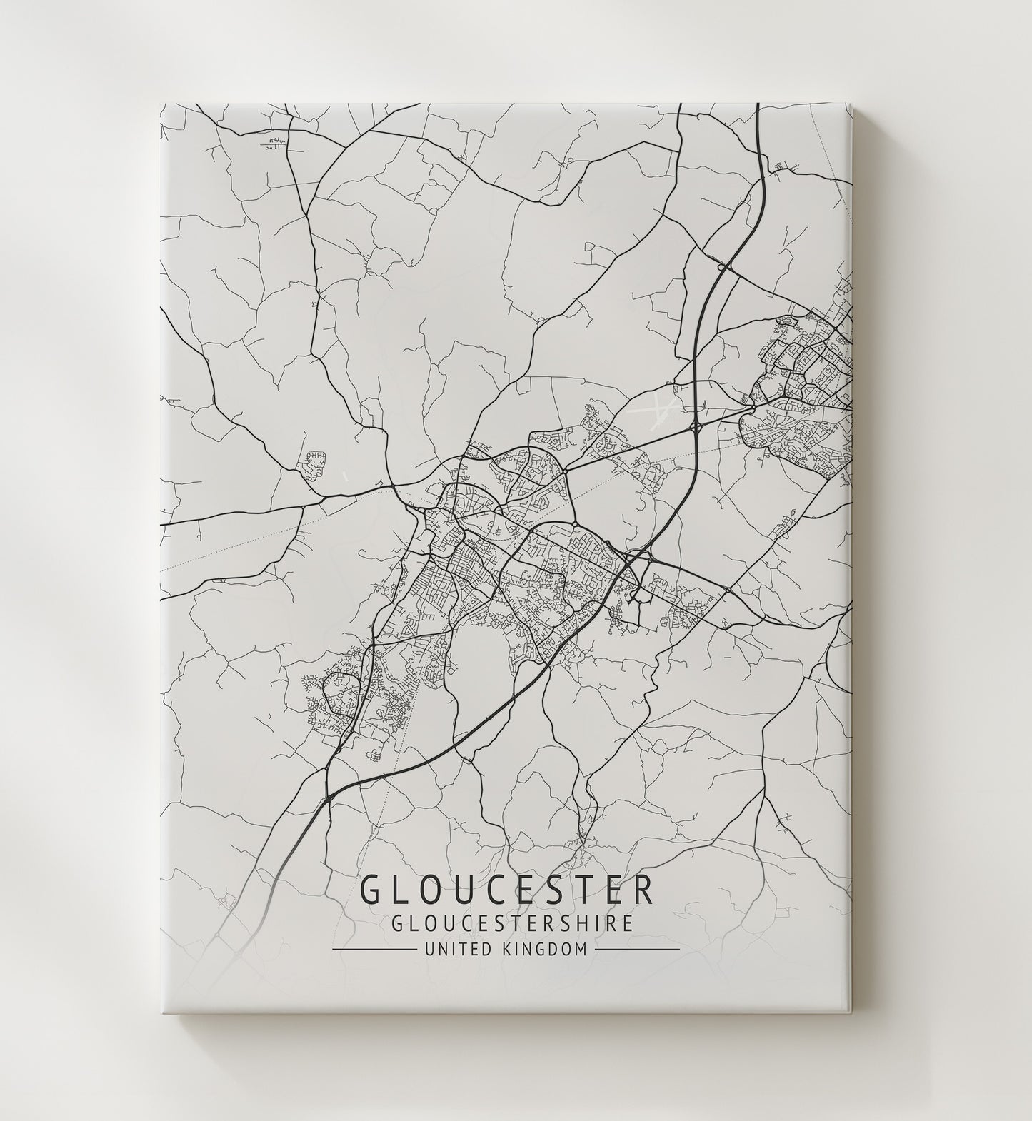 City Map Print - Gloucester - Gloucestershire UK City Map 20x24 Canvas city map wall art print – UK City Map decor