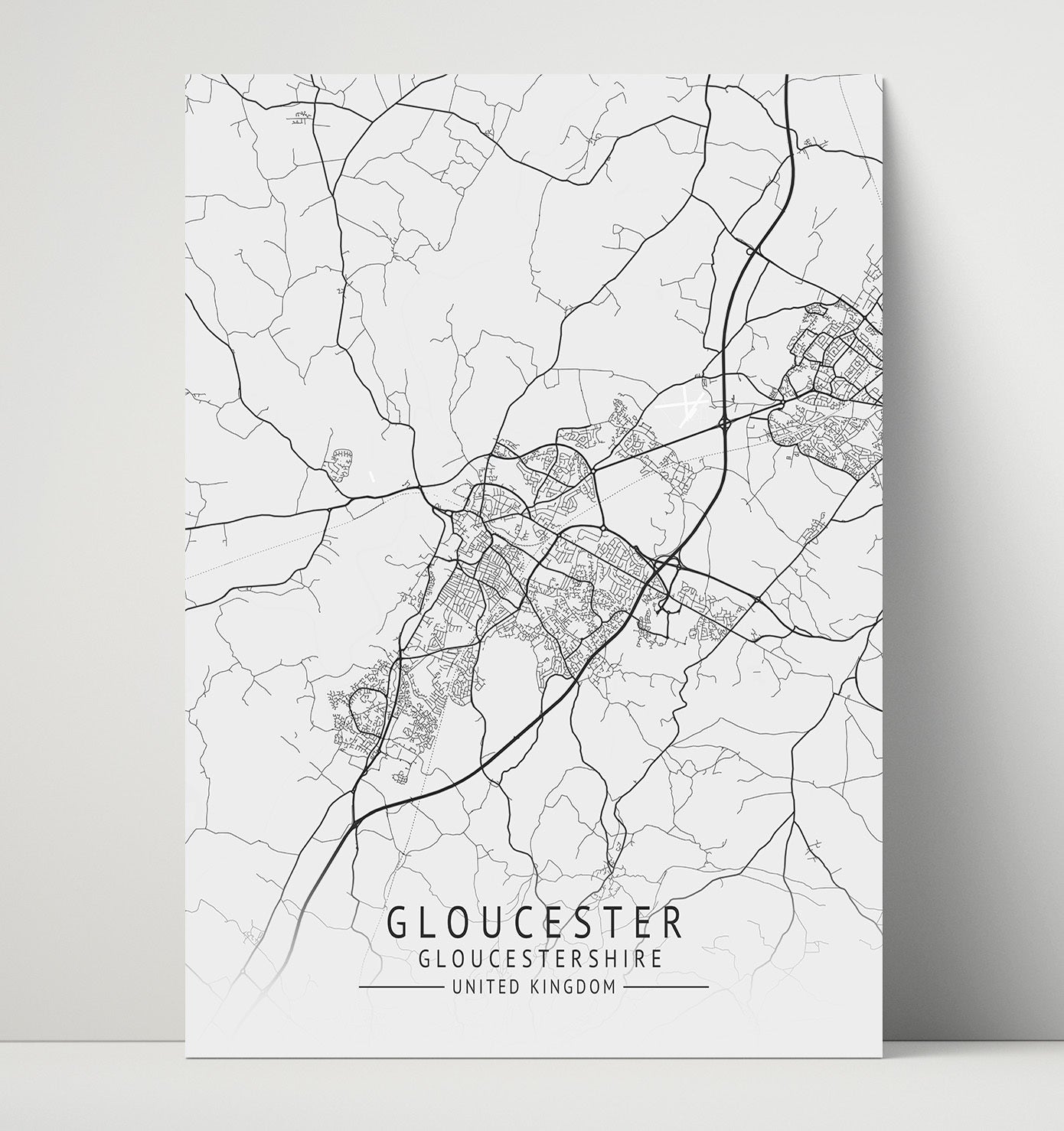 City Map Print - Gloucester - Gloucestershire UK City Map 16x20 Unframed Print city map wall art print – UK City Map decor