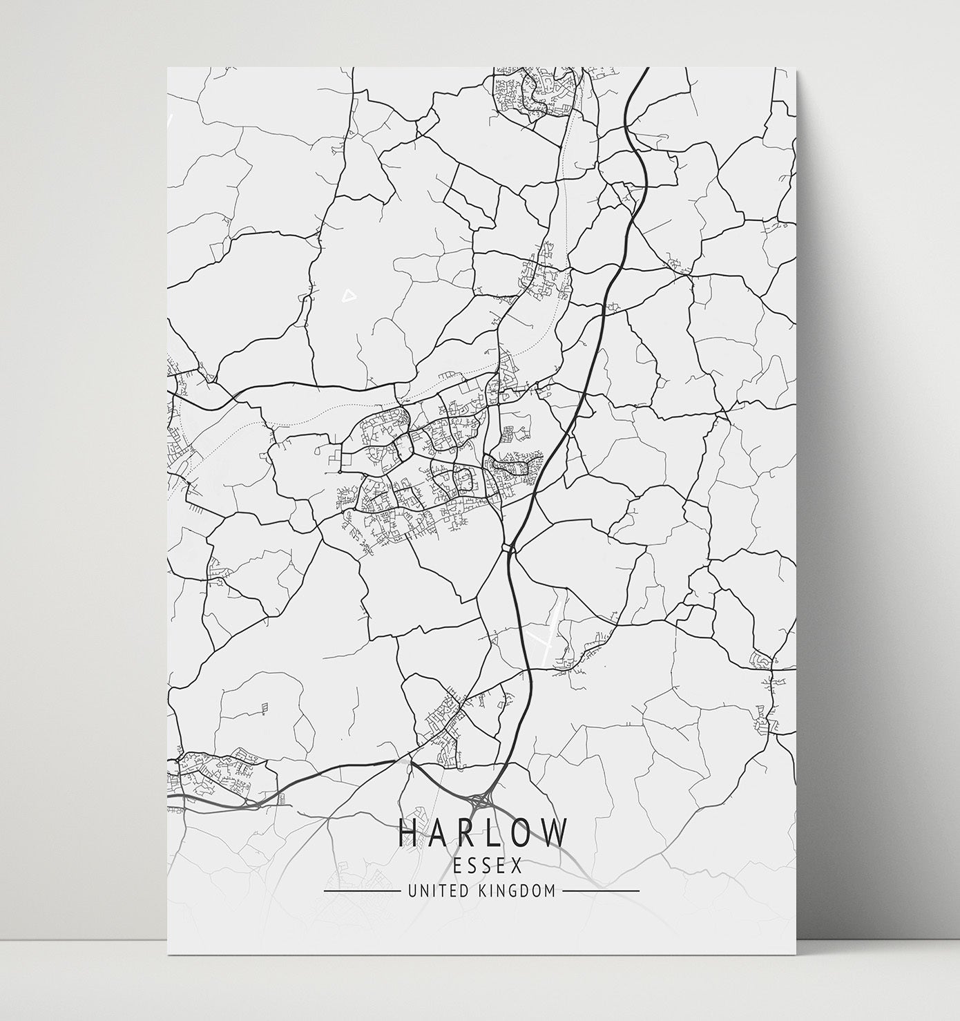 City Map Print - Harlow - Essex UK City Map 16x20 Unframed Print city map wall art print – UK City Map decor