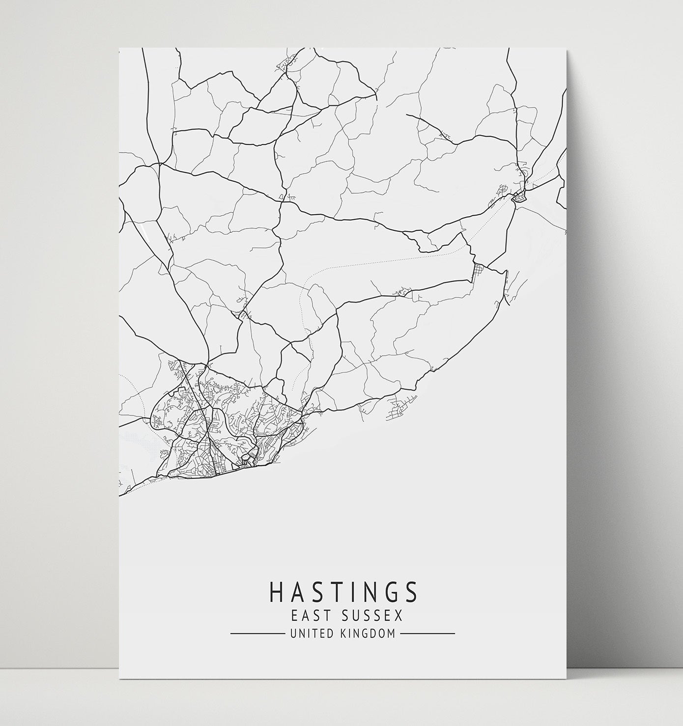City Map Print - HastingCity Map Print - East Sussex UK City Map 16x20 Unframed Print city map wall art print – UK City Map decor
