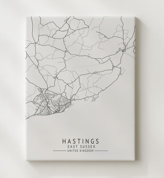 Hastings East Sussex UK city map print 16x20 Gallery Frame