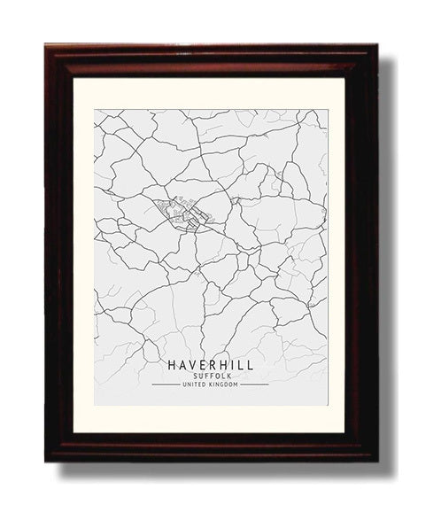 City Map Print - Haverhill - Suffolk UK City Map 8x10 Beveled Frame city map wall art print – UK City Map decor