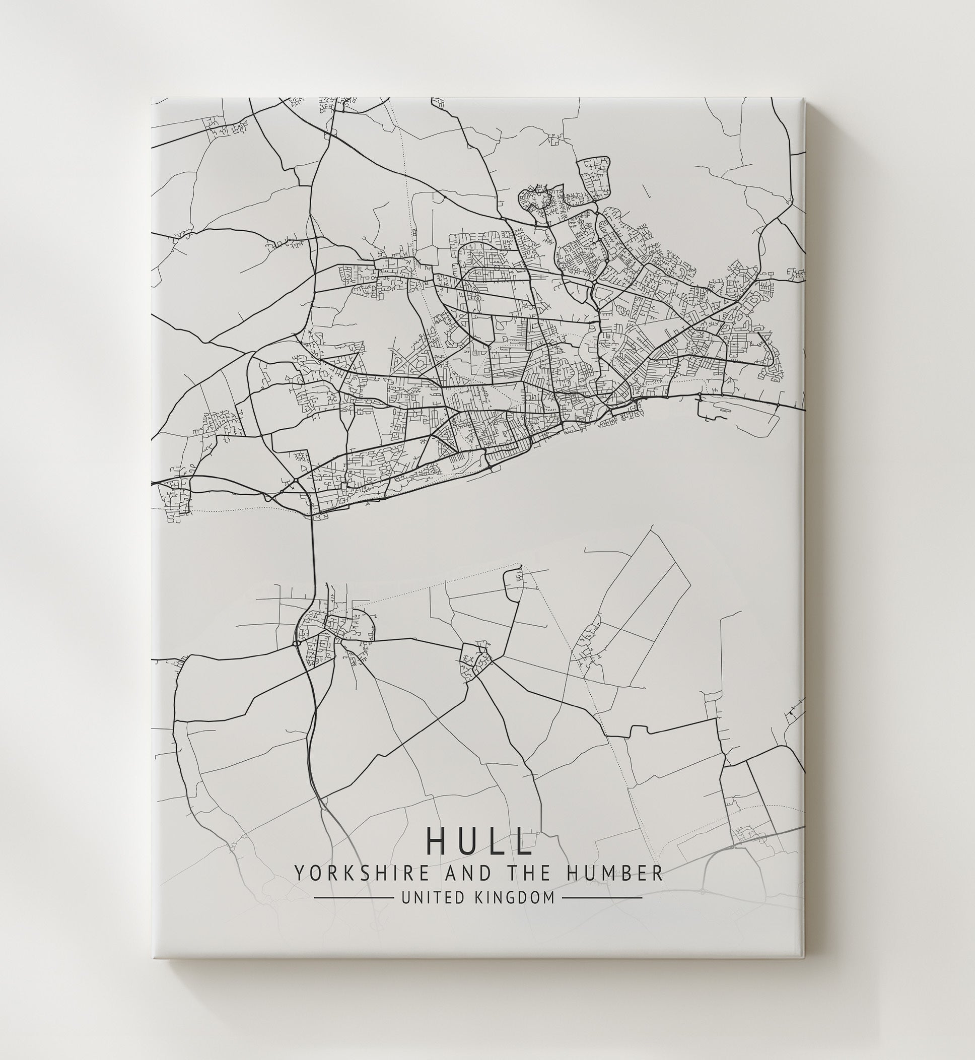 City Map Print - Hull - Yorkshire And The Humber UK City Map 20x24 Canvas city map wall art print – UK City Map decor