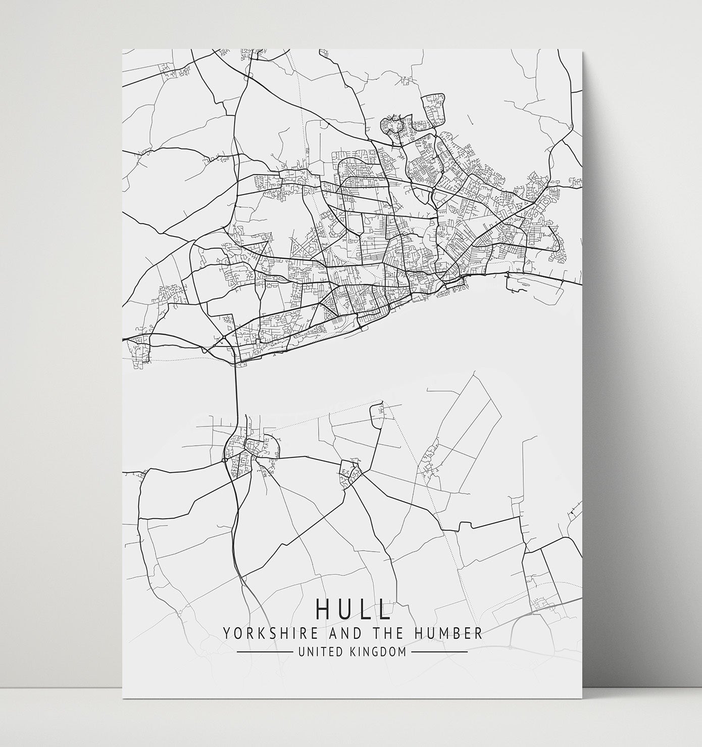 City Map Print - Hull - Yorkshire And The Humber UK City Map 16x20 Unframed Print city map wall art print – UK City Map decor