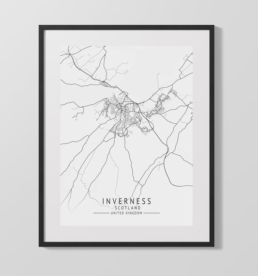 City Map Print - InvernesCity Map Print - Scotland UK City Map 16x20 16x20 Gallery Framed Artworkd Artwork wall art print – vintage decor