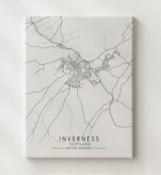 Inverness Scotland UK city map print 16x20 Gallery Frame