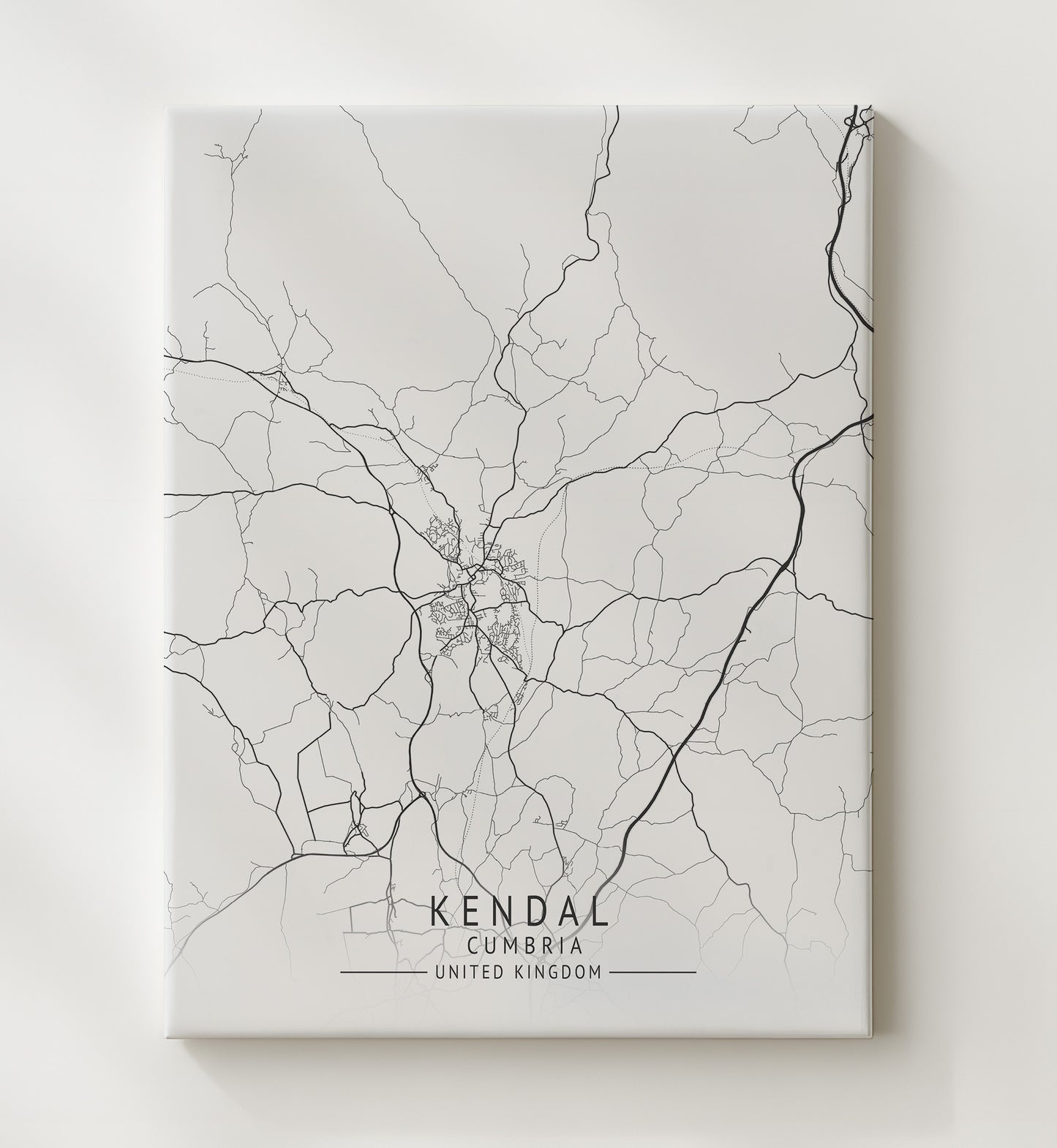 City Map Print - Kendal - Cumbria UK City Map 20x24 Canvas city map wall art print – UK City Map decor