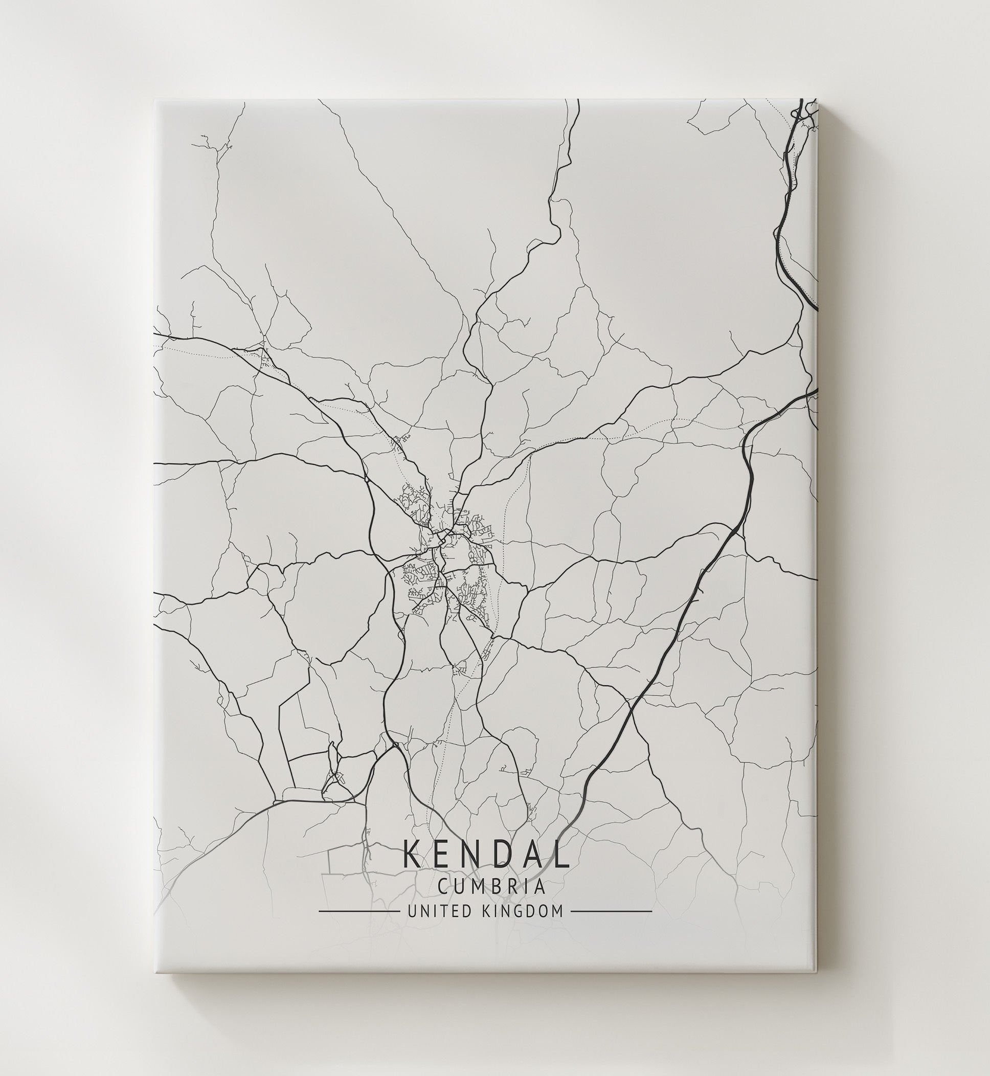 City Map Print - Kendal - Cumbria UK City Map 20x24 Canvas city map wall art print – UK City Map decor