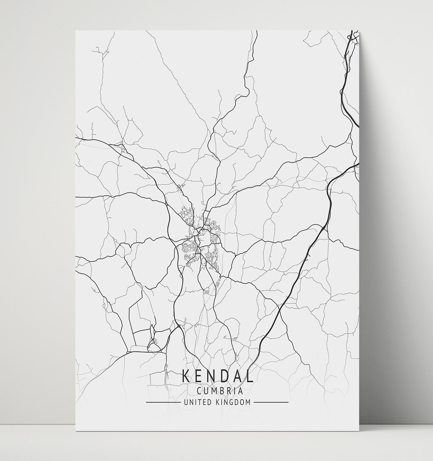 City Map Print - Kendal - Cumbria UK City Map 16x20 Unframed Print city map wall art print – UK City Map decor
