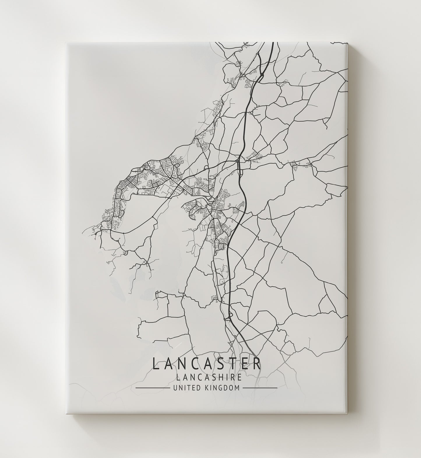 City Map Print - Lancaster - Lancashire UK City Map 20x24 Canvas city map wall art print – UK City Map decor