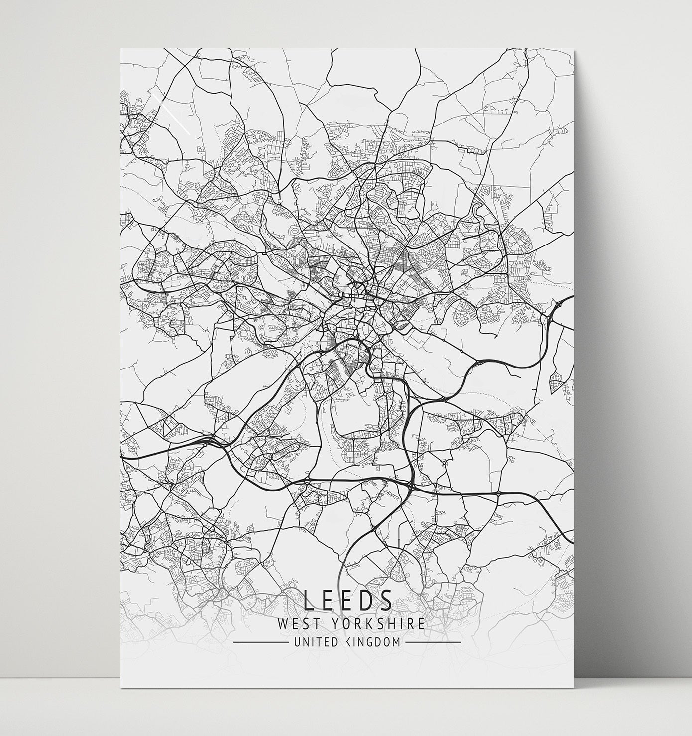 City Map Print - LeedCity Map Print - West Yorkshire UK City Map 16x20 Unframed Print city map wall art print – UK City Map decor