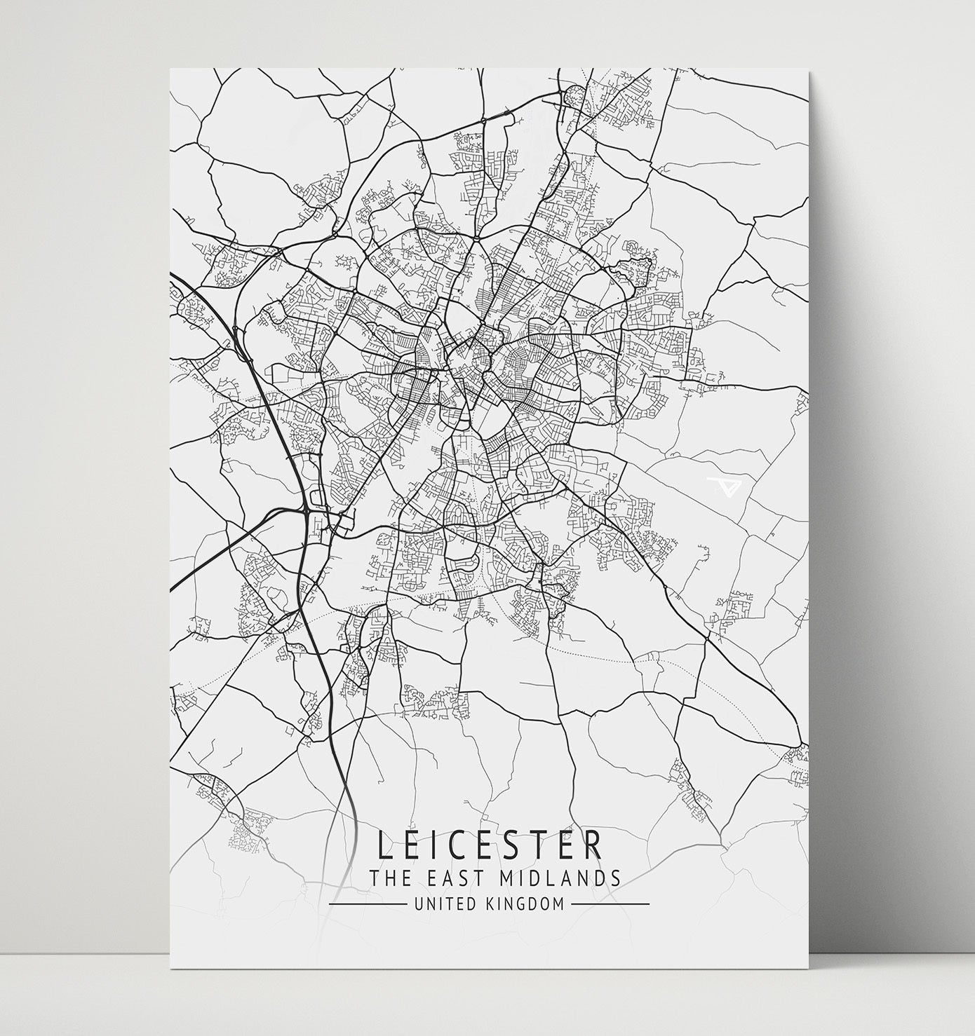 City Map Print - Leicester - The East Midlands UK City Map 16x20 Unframed Print city map wall art print – UK City Map decor